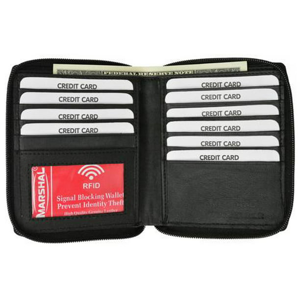Marshal Wallet? - RFID Blocking Mens Premium Soft Leather Zippered ID Wallet RFID P 702 ...