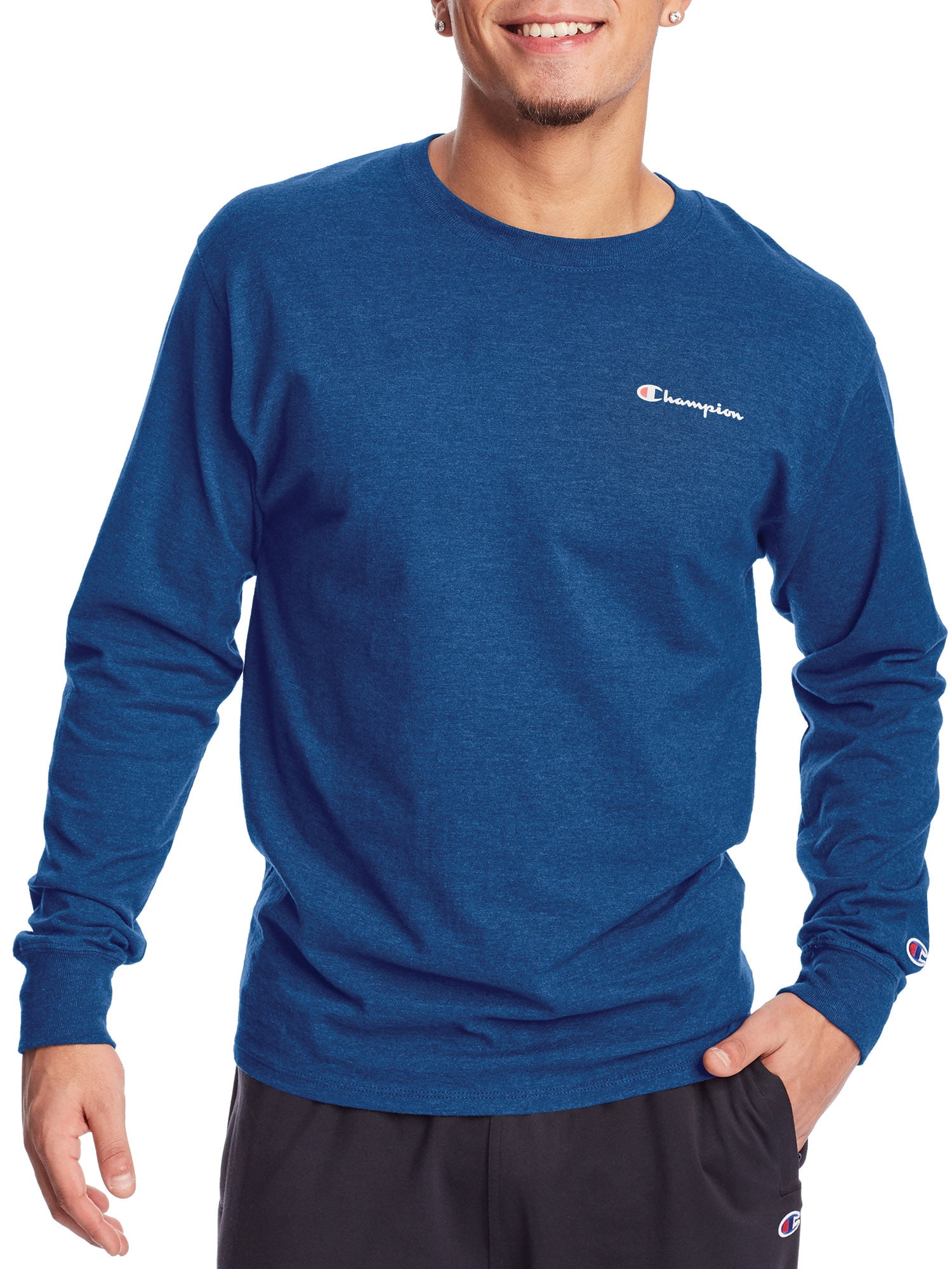 Huck It Mens Classic-Fit Long-Sleeve Crewneck Cotton Graphic Top Tee