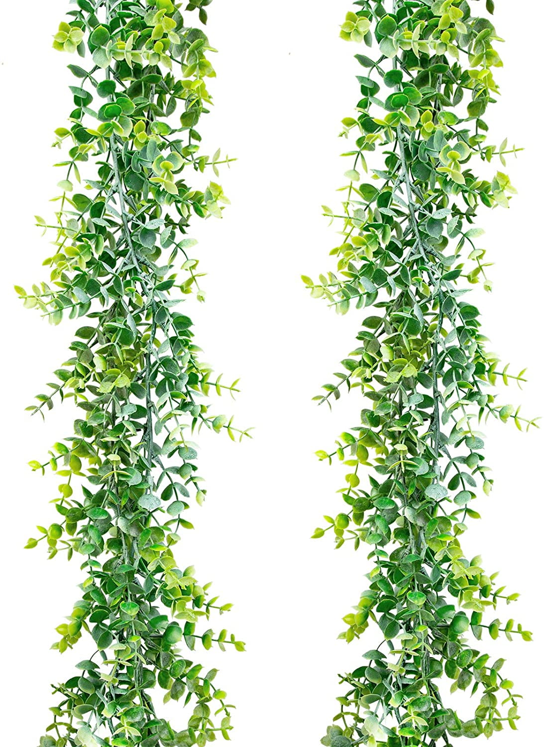 2 Pack Artificial Vines Hanging Eucalyptus Leaves Greenery Bush for Wedding Backdrop Arch Wall Decor Season’s Need Décor Faux Eucalyptus Hanging Plant 30 inches for Indoor Outdoor 