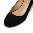 thumbnail image 4 of FSJ Women Round Toe Mid Wedge Heels Slip on Solid Color Pumps Comfortable Shopping Date Shoes Size 8 Black, 4 of 4