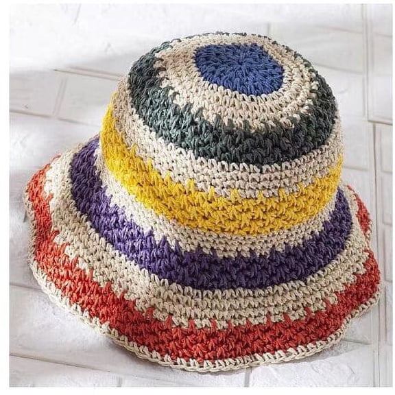 CoCopeaunts Summer Sun Hat Women Rainbow Color Sun Hat Floppy Straw Hat Women Beach Foldable Straw Sun Hat Sun Cap