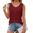 thumbnail image 2 of WEAIXIMIUNG T-Shirts Blancs pour Femmes Ajustés Été Couleur Unie Col Rond Bouton Cordon de Serrage Débardeur Ample, 2 of 9