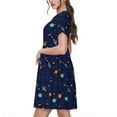 thumbnail image 2 of Picia Space Galaxy Pattern Women's Short Sleeve Summer Dress Pleated Loose Swing Knee Length Short Sleeve Swing Dresses, 2 of 6