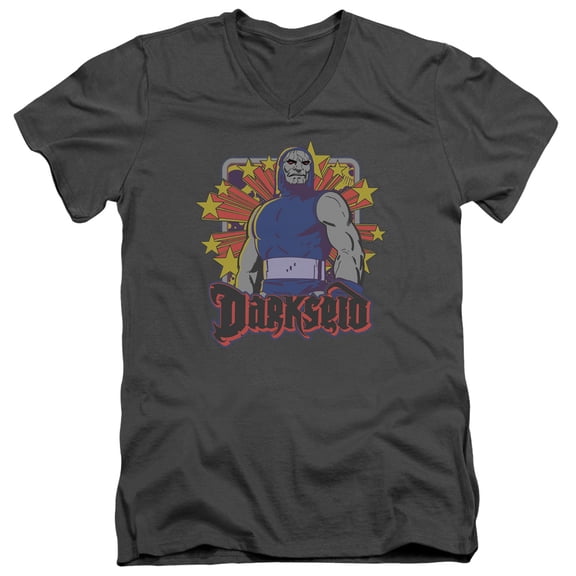 DC Comics Darkseid Stars S/S Adult V-Neck T-Shirt 30/1 T-Shirt Charcoal