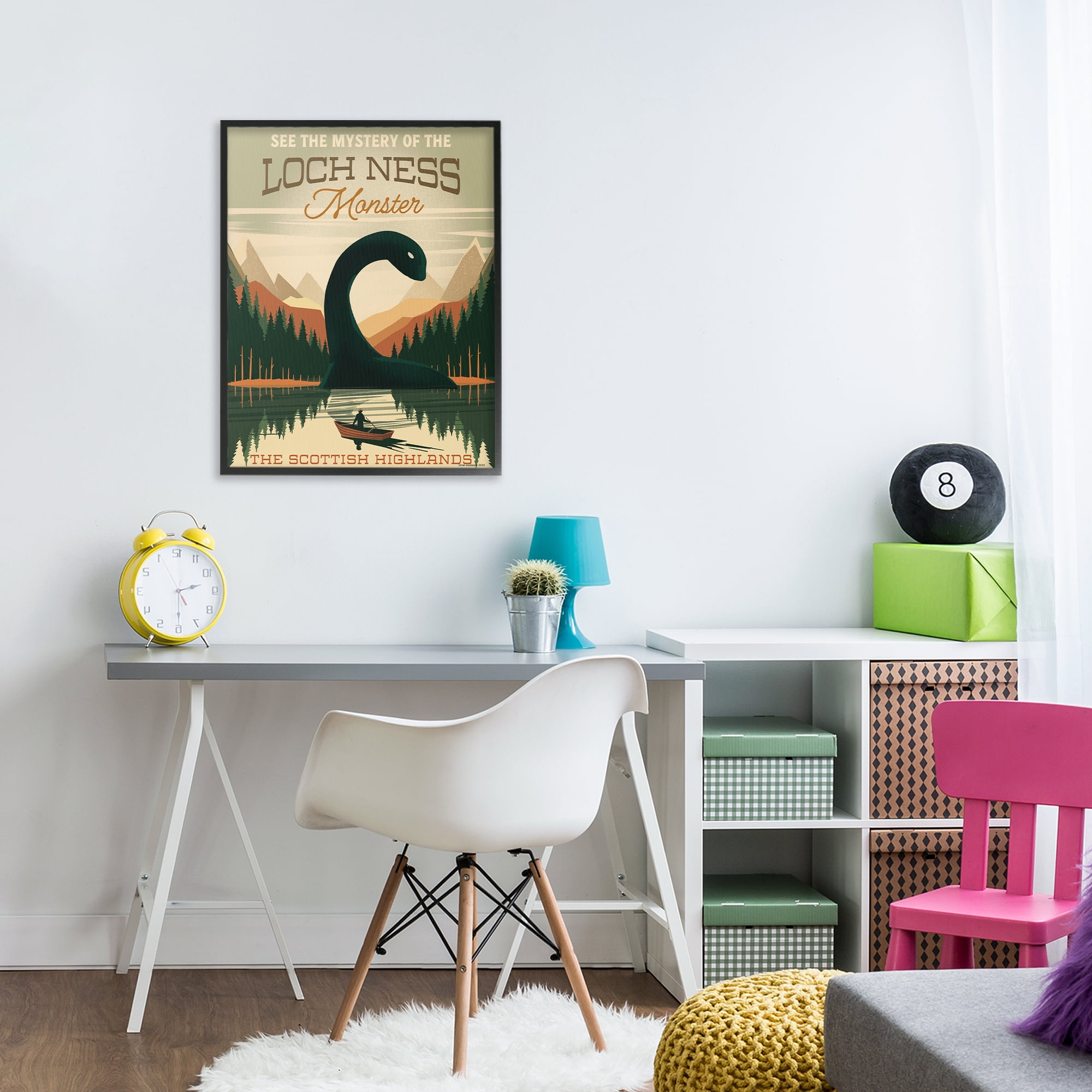 Stupell Industries Folklore Monster Tourism Black Framed Giclee Art, design by Omar Escalante