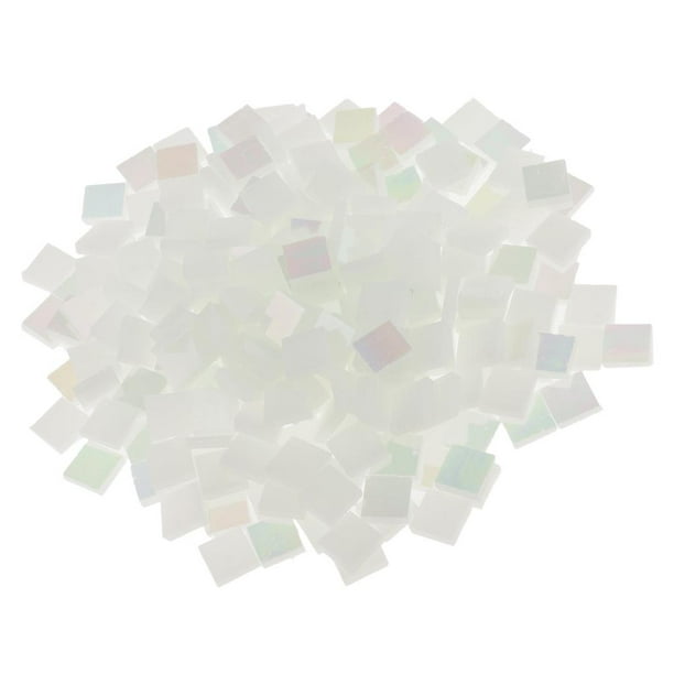 Piezas De Mosaico De Vidrio Cuadrado De 250x Piezas Para Artesanía De Bricolaje Blanco brillante