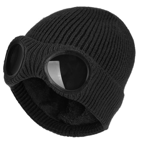 Black Baseball Caps Men and Women Knitting Ear Woolen Cap Warm Glasses Ski Cap
