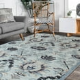 thumbnail image 2 of LR Home Traditional Floral Motif Area Rug, 5 ft. x 7 ft., Blue / Cream, 2 of 7