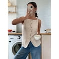 thumbnail image 3 of Womens Button Down Tank Top Summer Sleeveless Square Neck Going Out Tops Casual Cropped Vest  XL, 3 of 5