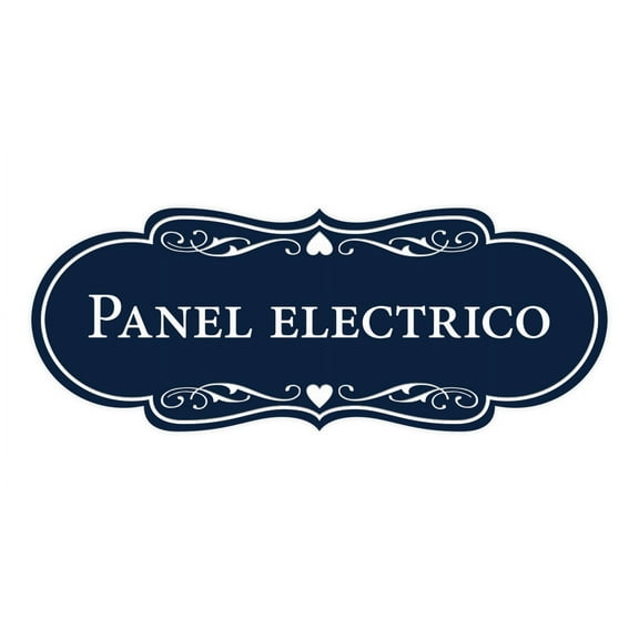 Designer Spanish Panel electrico Sign (Navy Blue / White) - Large