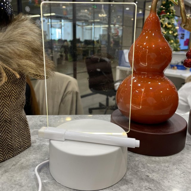 Tablero de notas acrílico con rotuladores, pizarra blanca LED, tablero de USB para aniversario, San Valentín, decoración de oficina, regalo p rectángulo Fernando Tablero de mensajes