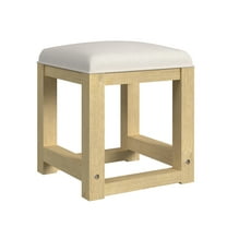 Picket House Furnishings Woodridge Dressing Stool with White Fabric in Natural