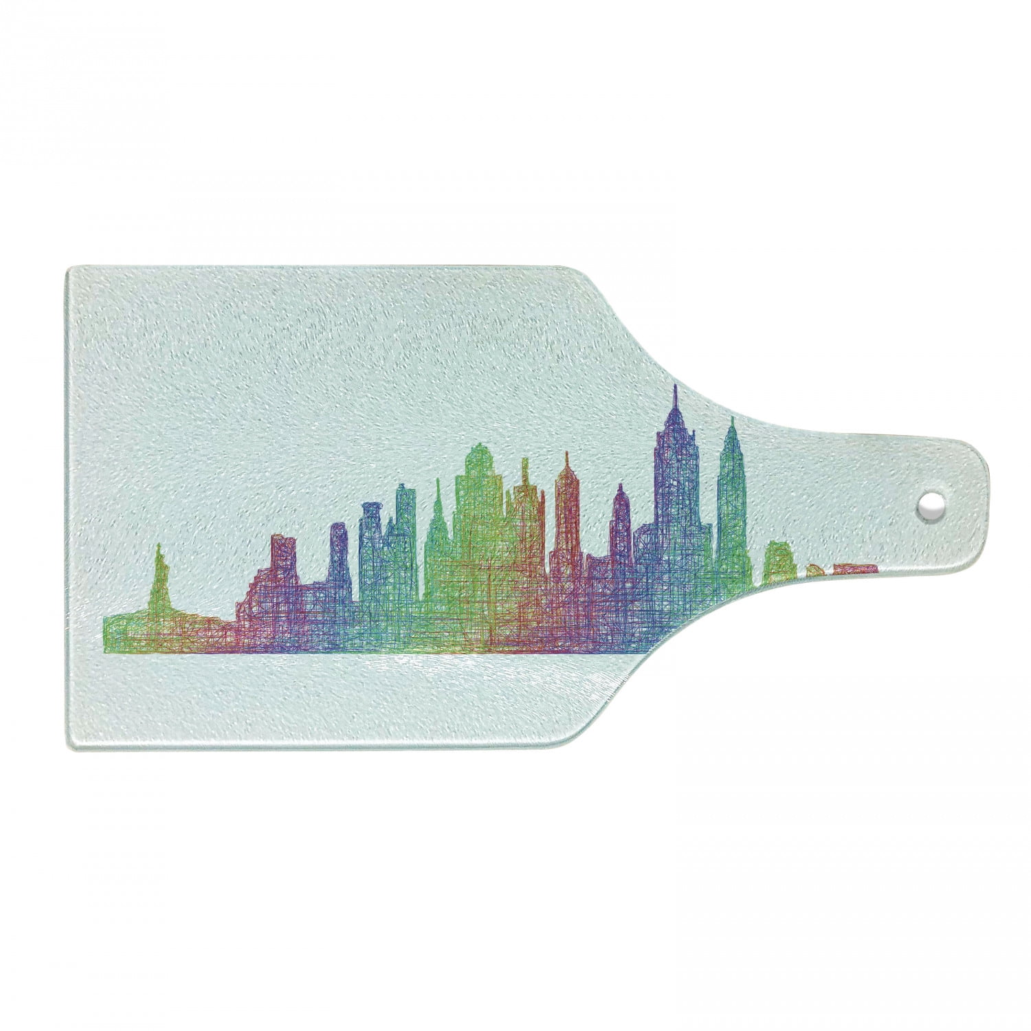 Colorful NYC Skyline Tempered Glass Cutting Board