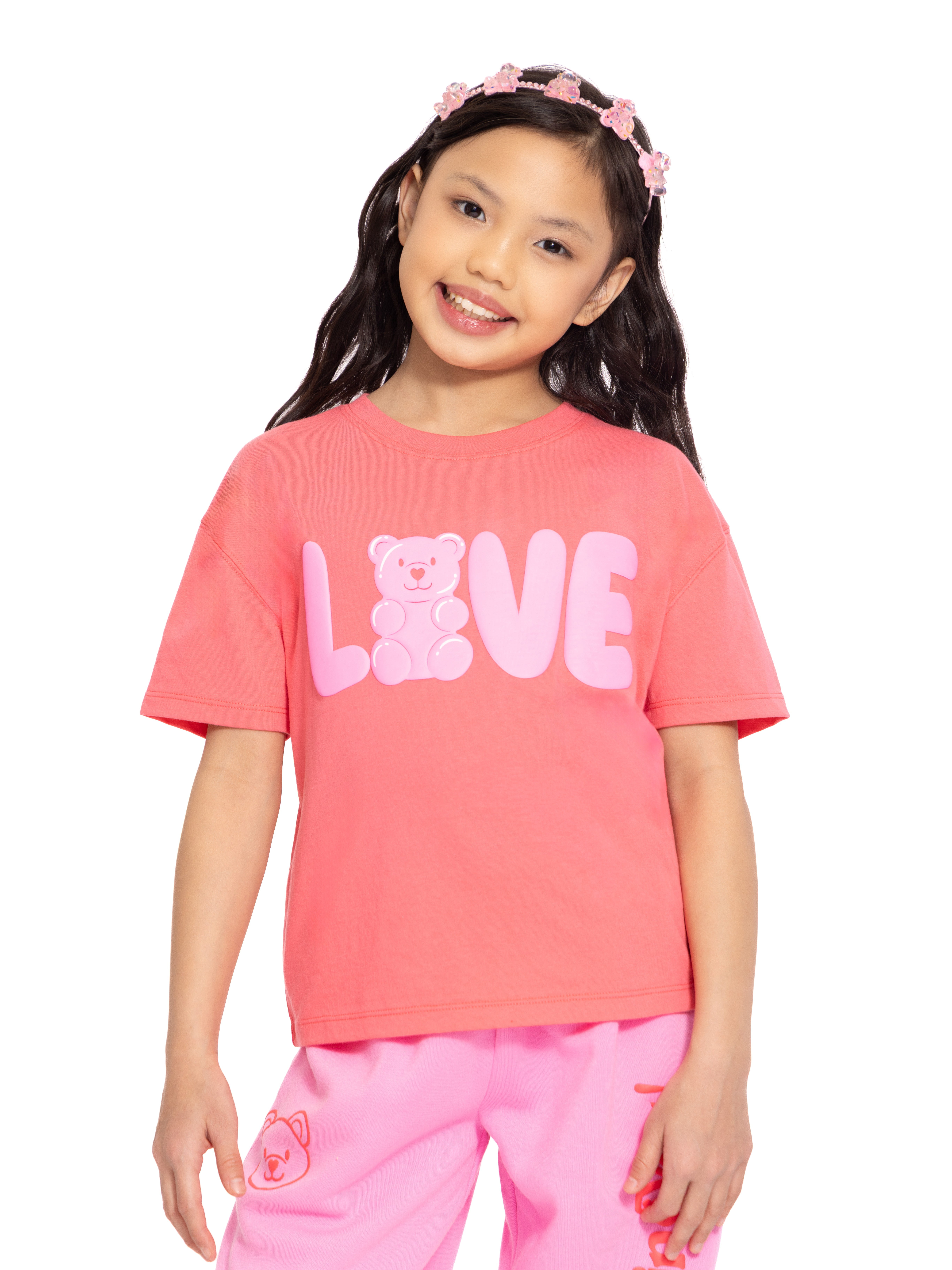 Valentine's Day Girls Bear Graphic Tee from Way to Celebrate, Sizes 4-16