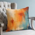 thumbnail image 4 of Orange Blue Teal Pillow Covers 16x16 Set of 2, Contemporary Simple Ombre Throw Pillow Covers Decorative Couch Cushion Cover, Microfiber Soft Square Pillowcases for Bedroom Living Room Sofa, 4 of 9