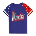 thumbnail image 3 of Blue Kids Girl Boy Crewneck Spandex T Shirts Casual Tee Tops for Child Short Sleeve Independence Day Flag Graphic Cute Summer Fall Shirts 2026 Clothing Trendy Y2K 5 Years, 3 of 4
