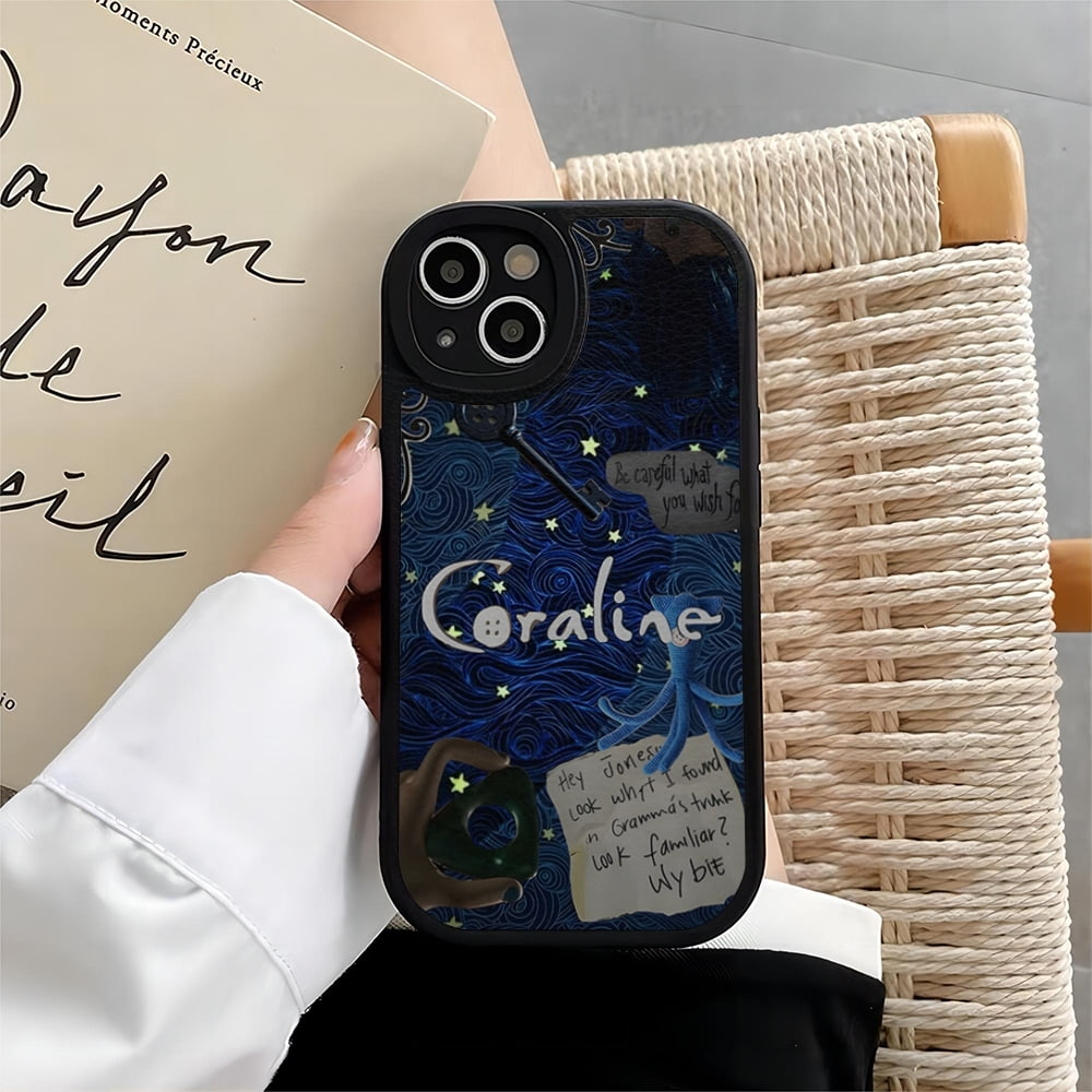 Funda de telfono de Anime c-coraline, carcasa de cuero con textura de  silicona suave negra para IPhone 15, 14, 11, 13, 12 Pro Max, Mini, X, Xr, 8  Plus, SE2020 | Bodega Aurrera en lnea