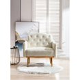 thumbnail image 2 of Lunale Teddy Fabric Modern High-Back Leisure Single Accent Chair with Rose Golden Metal Feet，White, 2 of 4