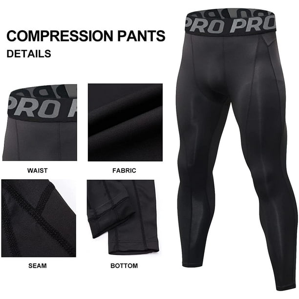 LANBAOSI 3 Pack Men Compression Pants Male Base Layer Tights