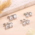 thumbnail image 5 of Turandoss 4 Pairs 18K White Gold Plated Halo Stud Earrings for Women Men Sensitive Ears Round CZ Hypoallergenic Non Tarnish Fashion Accessories Jewelry Birthday Gifts for Mom Her Him Teen Wife Adult, 5 of 6