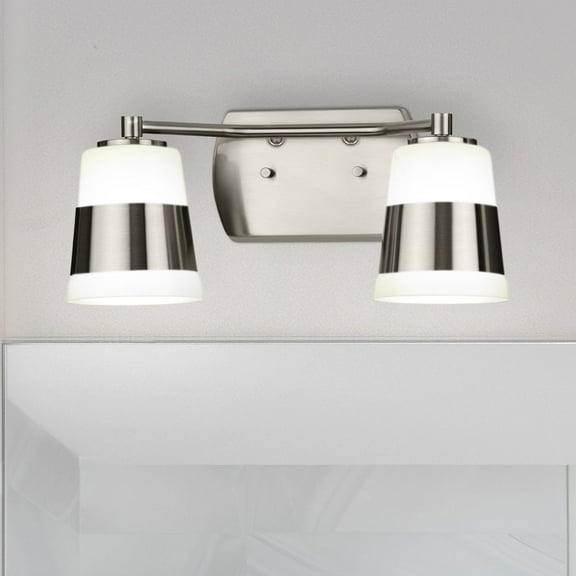 Luxury Modern Bath Light, Small Size: 7''H x 6.75''W, with Mid Century Modern Style Elements, Brushed Nickel Finish, UHP4643 from the Rheine Collection by Urban Ambiance