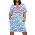 thumbnail image 1 of Vestido holgado con bolsillos y esfera geodésica azul para mujer, estilo coreano., 1 of 6