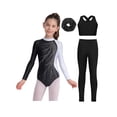 thumbnail image 3 of Haitryli Kids Girls Gymnastics Ballet Dance Leotards 4-piece Shiny Rhinestones Figure Ice Skating Unitards Jumpsuit Outfits White 16, 3 of 5