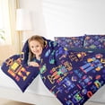 thumbnail image 4 of Feelyou Child Purple Robot Queen Comforter Set, Cartoon Bedding Comforter Set, 3 Pieces, 4 of 8