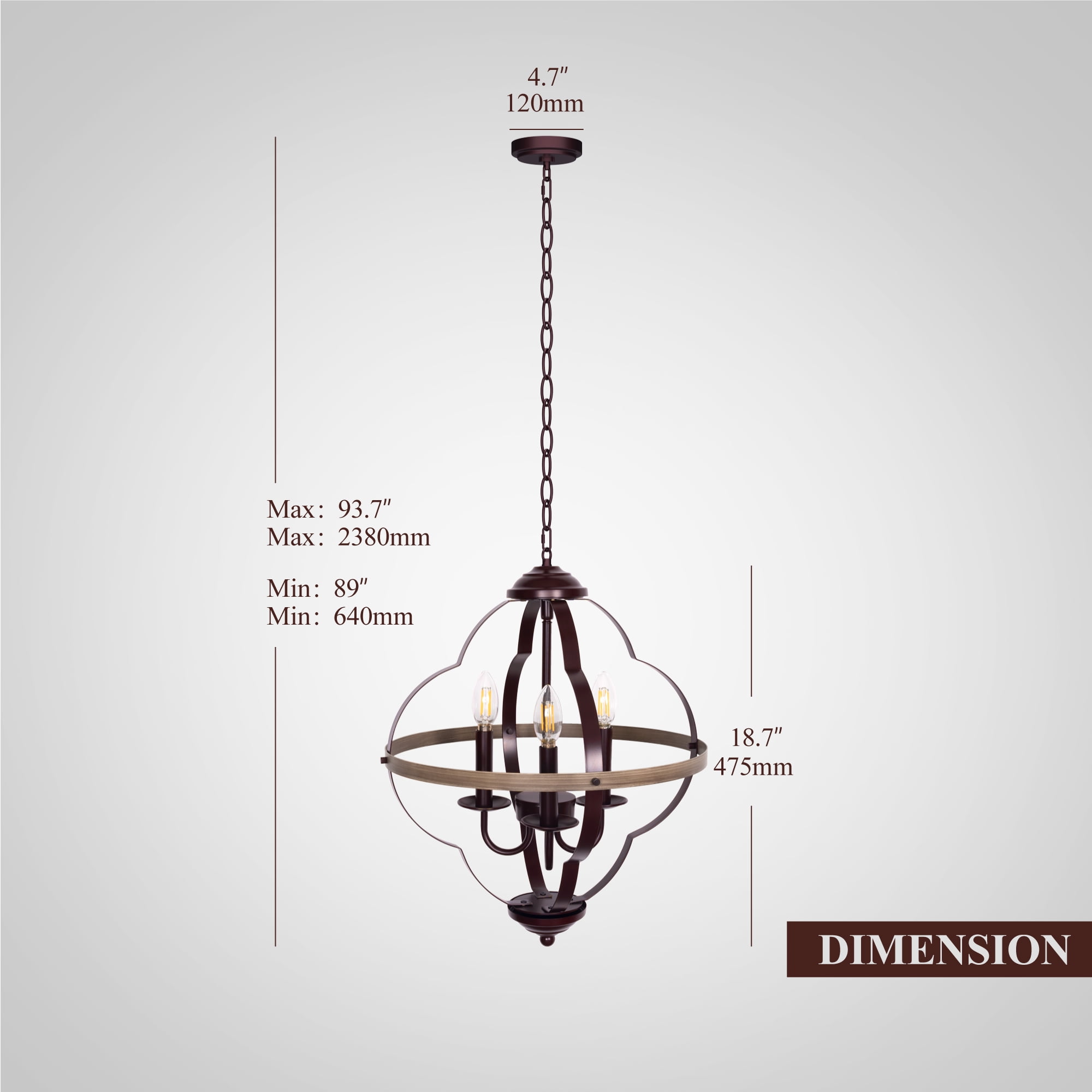 WAMPAT Industrial Pendant Lighting Fixture, Flexible Chandelier Hanging ，5 Light Ceiling Lamp