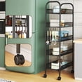 thumbnail image 3 of EDTara Narrow Rolling Storage Rack, 5-Tier Mesh Basket Cart with Hooks and Wheels for Kitchen, Bathroom, or Living Room, 3 of 8