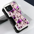 thumbnail image 3 of Case and Pouch Bundle for iPhone 14: Heavy Duty Armor Rugged Case (Purple Pink Flowers) and Vertical Rugged Nylon Belt Holster, 3 of 9