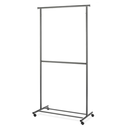 Whitmor 2-Rod Rolling Garment Rack - Gunmetal Gray