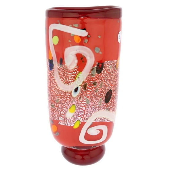 GlassOfVenice Murano Glass Modern Art Vase - Red