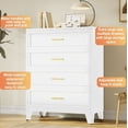 thumbnail image 4 of 4-Drawer Metal Dresser for Bedroom, Closet Dressers Chest with Fluted Panel, Modern Storage Organizer Unit, Large Storage Space for Nursery,Bedroom,Living Room,White,15.8"D x 31.5"W x 43.11"H, 4 of 9