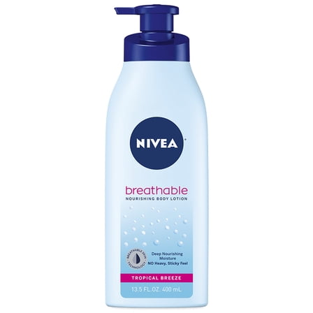 NIVEA Breathable Body Lotion, Tropical Breeze, Lightweight, Shea Butter, Vitamin E & C, 13.5 fl oz