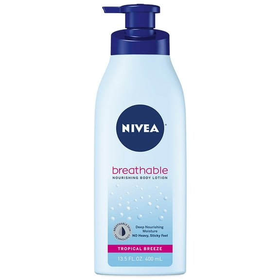 NIVEA Breathable Body Lotion, Tropical Breeze, Lightweight, Shea Butter, Vitamin E & C, 13.5 fl oz