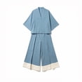 thumbnail image 4 of Iyufng Women's Summer Outfits 3/4-Sleeve V-Neck Top and Pants Set Relaxed and Casual 2 Piece Sets, 4 of 5