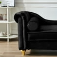 thumbnail image 4 of Modern Velvet Chaise Lounge With Hidden Storage, Upholstered Chair With Armrest Pillow and Gold Metal Legs For Living Room Bedroom Apartment, 4 of 12