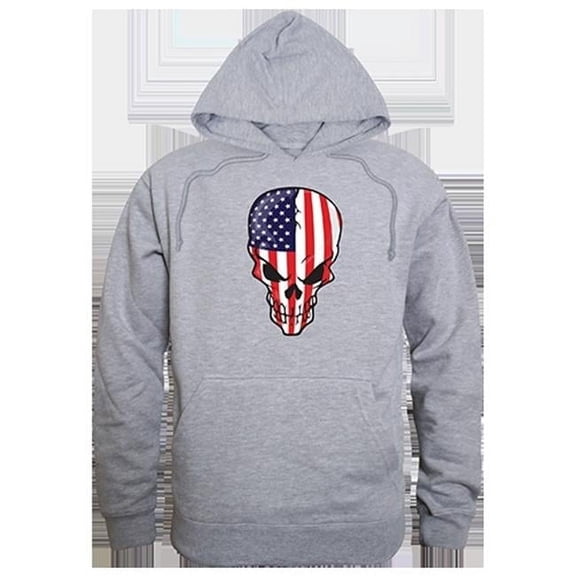 Skull Flag Graphic Pullover Sweatshirt, Heather Gray - Small