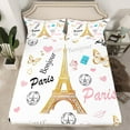 thumbnail image 2 of jejeloiu Eiffel Tower Queen Sheet Sets,Romance Theme Flat Sheet,Butterfly Dessert Heart Queen Fitted Sheet For Child,Ultra Soft Room Decorative,4pcs, 2 of 7
