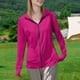 thumbnail image 2 of Sudadera con capucha y cremallera de lentejuelas para mujer, manga larga con tapa para el pulgar, protección solar de poliéster, camisa informal de cuello redondo para uso diario, sopatenor, 2 of 9