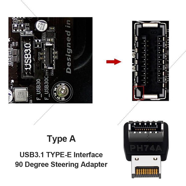 Adaptador USB 3.0 19/20P A Tipo E - Conversor Interno Para Panel Frontal USB-C En PC