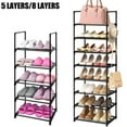 thumbnail image 1 of Shoe Rack Storage Shoe Organizer 5Tiers Metal Tubes Shoe Shelf Organizer Multifunctional Shoe Stand s with Plastic Connectors for Hallway Bedroom Living Room Black, 1 of 7