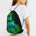 thumbnail image 6 of XMXT Waterproof Gym Bag, Game Mode Slogan Green Prints Drawstring Backpack for Men, s Black, 6 of 8