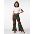 thumbnail image 3 of 3-4Y Girls Colored Flared Pants Digital Print Trousers Slim-Fit Wide Leg Flare for Spring Summer Autumn, 3 of 6