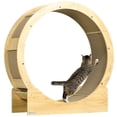 thumbnail image 1 of PawHut Roue pour Chat de 36 Pouces pour Chats d'Intérieur avec Frein, Patins à Griffer, Chêne, 1 of 10