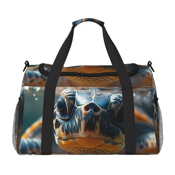 Fotbe Realistic Cute Sea Turtle Bolsa de Viaje con Estampado, Bolsa de Fin de Semana para Mujer con Compartimento para Zapatos, Bolsa de Gimnasio con Bolsillo Húmedo