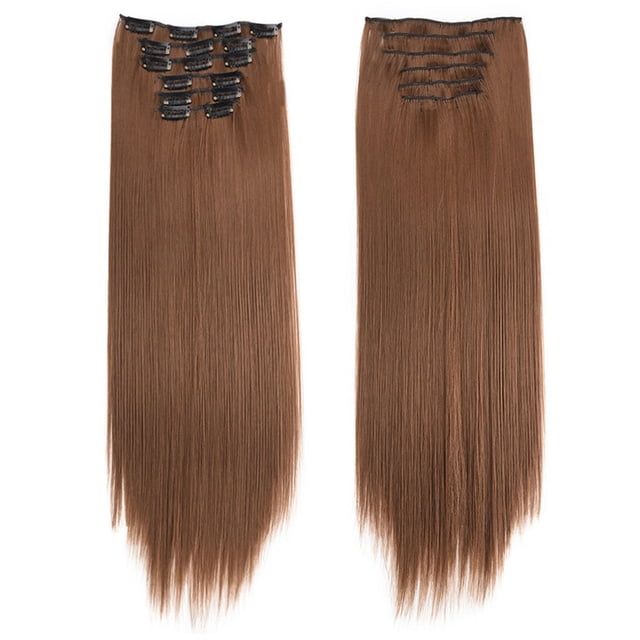 Pompotops Produits de Beauté en Liquidation, Cadeaux de Beauté pour Femmes, Extensions de Cheveux Longues à Clip Mode, Perruque Droite Complète