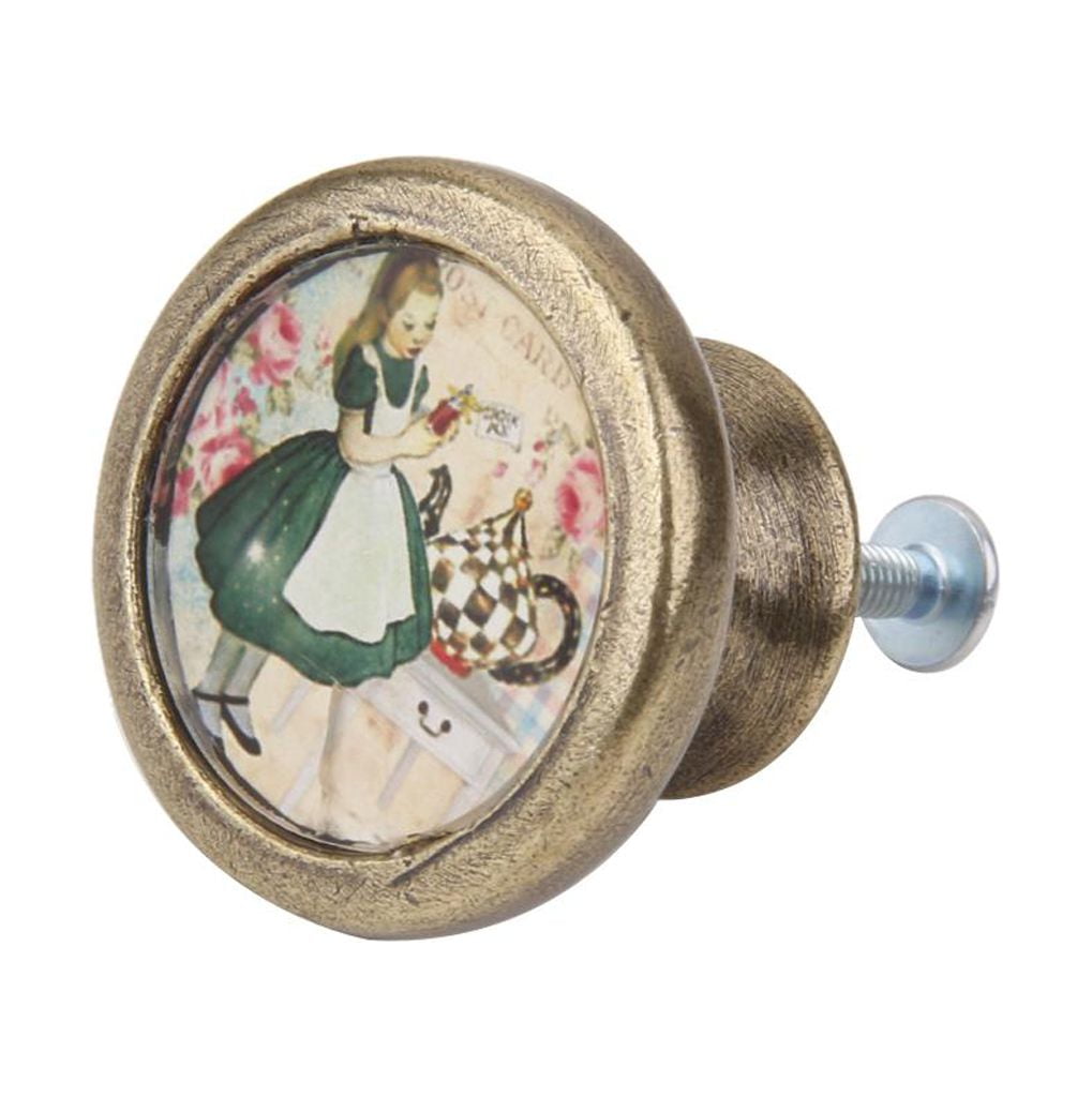 Axioma 7x Drawer Knob Polished Brass Cabinet Knobs, Vintage Dresser Handle for Cupboard