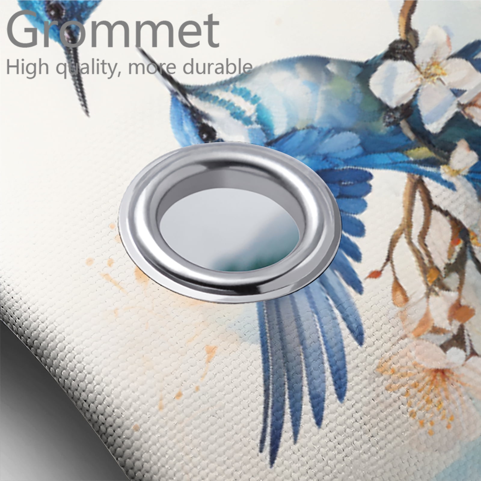 Hummingbird Shower Curtain Set Spring Watercolour Blue Floral Garden with Non-Slip Rugs, Toilet Lid Cover and Bath Mat, Durable and Waterproof, for Bathroom Decor Set, 72x72 Inch